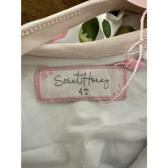 NWT SweetHoney Mary One Piece Swimsuit Santa Cruz Floral Green Pink Ruffle 4T - Picture 7 of 9